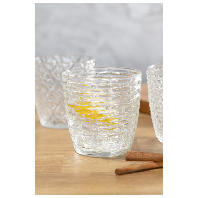 Villa d'Este Home Tivoli 5915939 Geometrie Clear Set 6 Bicchieri da Acqua in Vetro 380 ml colore Trasparente