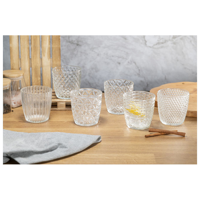 Villa d'Este Home Tivoli 5915939 Geometrie Clear Set 6 Bicchieri da Acqua in Vetro 380 ml colore Trasparente