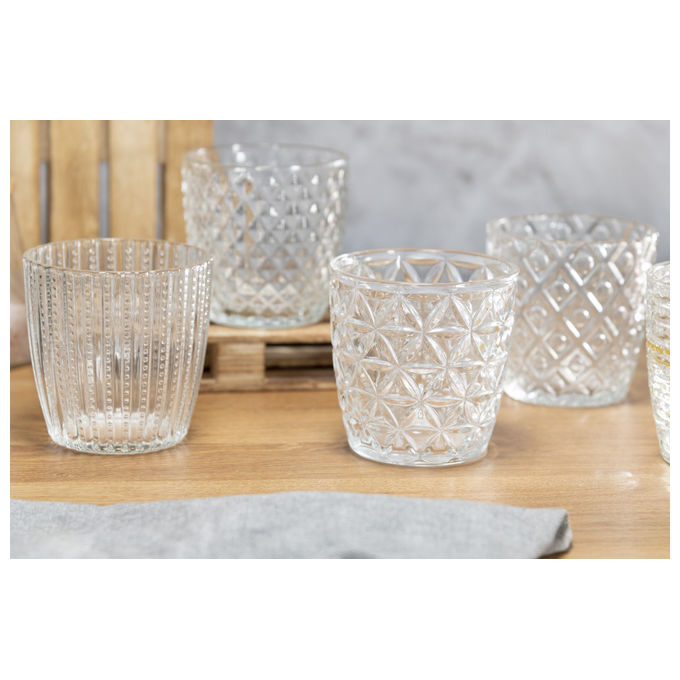Villa d'Este Home Tivoli 5915939 Geometrie Clear Set 6 Bicchieri da Acqua in Vetro 380 ml colore Trasparente