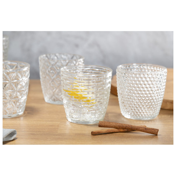Villa d'Este Home Tivoli 5915939 Geometrie Clear Set 6 Bicchieri da Acqua in Vetro 380 ml colore Trasparente