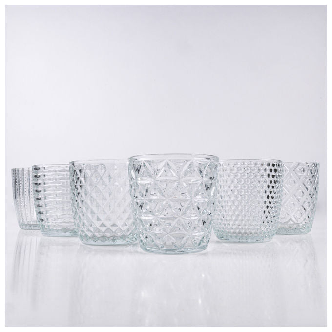 Villa d'Este Home Tivoli 5915939 Geometrie Clear Set 6 Bicchieri da Acqua in Vetro 380 ml colore Trasparente
