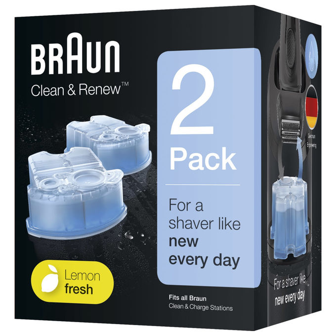 Braun CCR2 Clean and Renew Cartucce di ricarica per rasoio elettrico confezione da 2 pezzi colore Azzurro