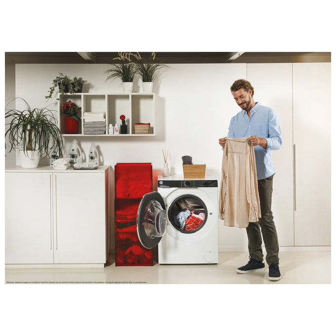 Hoover H7W 412MBC8-S H-Wash 700 Lavatrice Frontale 12 Kg 1400 rpm Classe A Inverter Vapore Wi-Fi (85x60x67 cm) colore Bianco