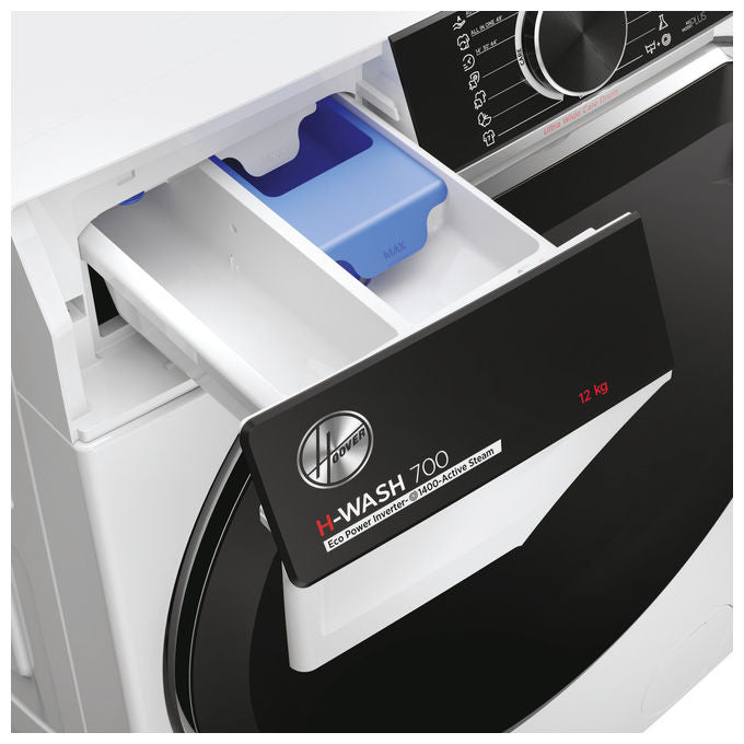 Hoover H7W 412MBC8-S H-Wash 700 Lavatrice Frontale 12 Kg 1400 rpm Classe A Inverter Vapore Wi-Fi (85x60x67 cm) colore Bianco