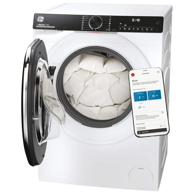 Hoover H7W 412MBC8-S H-Wash 700 Lavatrice Frontale 12 Kg 1400 rpm Classe A Inverter Vapore Wi-Fi (85x60x67 cm) colore Bianco