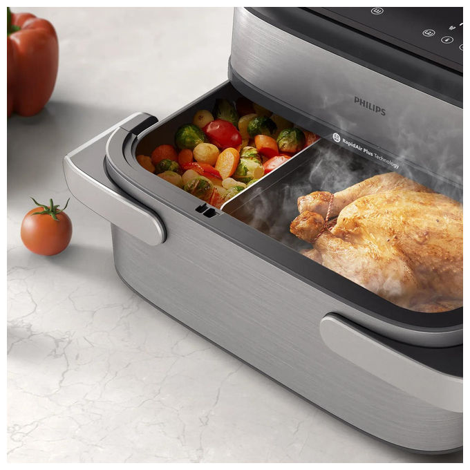 Philips NA565-02 Serie 5000 Friggitrice ad aria 9.5 L 2750 W 28 programmi Vapore SteamClean Touch colore Nero Argento
