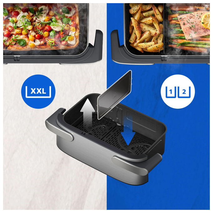 Philips NA565-02 Serie 5000 Friggitrice ad aria 9.5 L 2750 W 28 programmi Vapore SteamClean Touch colore Nero Argento