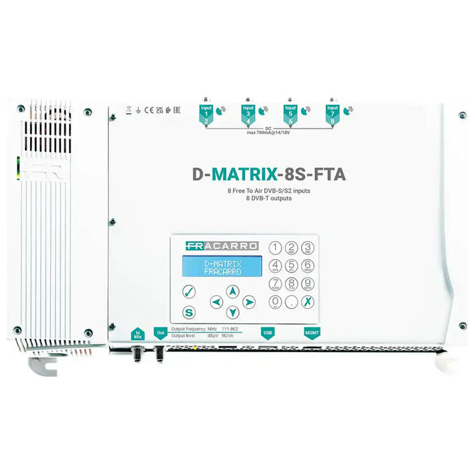 Fracarro DMATRIX8SFTA Centrale Compatta Ricezione Satellitare DVB-S2 8 Tuner 4 Ingressi SAT 8 Uscite DVB-T COFDM Web Interface