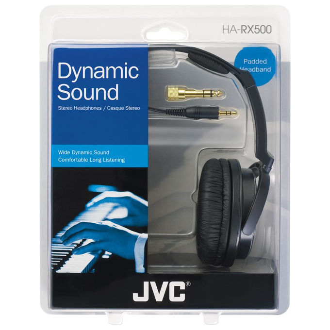 JVC HA-RX500-E Cuffie Stereo Full Size Cablate Driver 40 mm Neodimio Cavo 3,5 m colore Nero Bianco