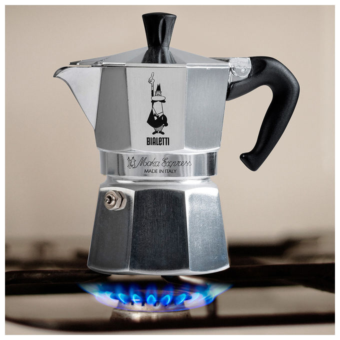 Bialetti 0001168 Moka Express Caffettiera Moka 2 Tazze 90 ml gas elettrico piastra radiante colore Alluminio