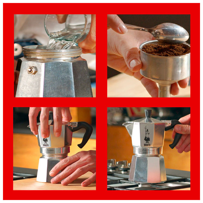 Bialetti 0001168 Moka Express Caffettiera Moka 2 Tazze 90 ml gas elettrico piastra radiante colore Alluminio