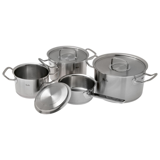 Fissler 084-128-04-000-0 Original-Profi Collection Set Pentole 4 pezzi acciaio inox 18-10 induzione lavastoviglie forno 230°C colore Argento