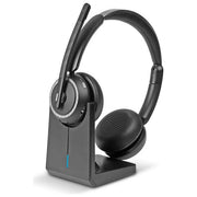 Lindy L118 Cuffia Wireless da Ufficio Bluetooth 5.2 USB tipo-C Microfono a Asta 25h Autonomia Base di Ricarica colore Nero