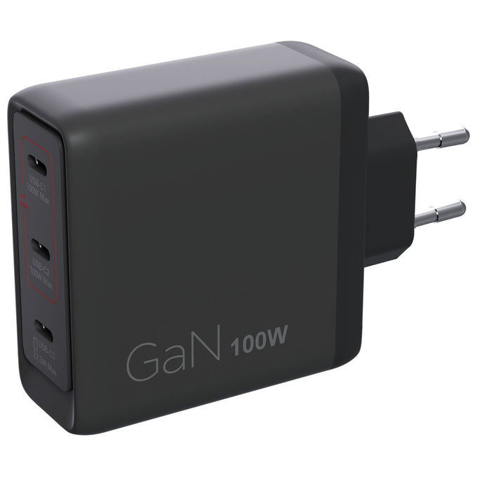 Lenovo 40AW100BEU Caricabatterie 100W GaN 3 porte USB-C universale colore Nero