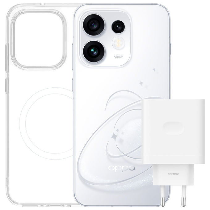 Oppo RENO16 5G Smartphone Snapdragon 7 Gen 4 8GB 512GB AMOLED 6.32'' 50MP Tripla Camera 6000mAh 80W colore Bianco