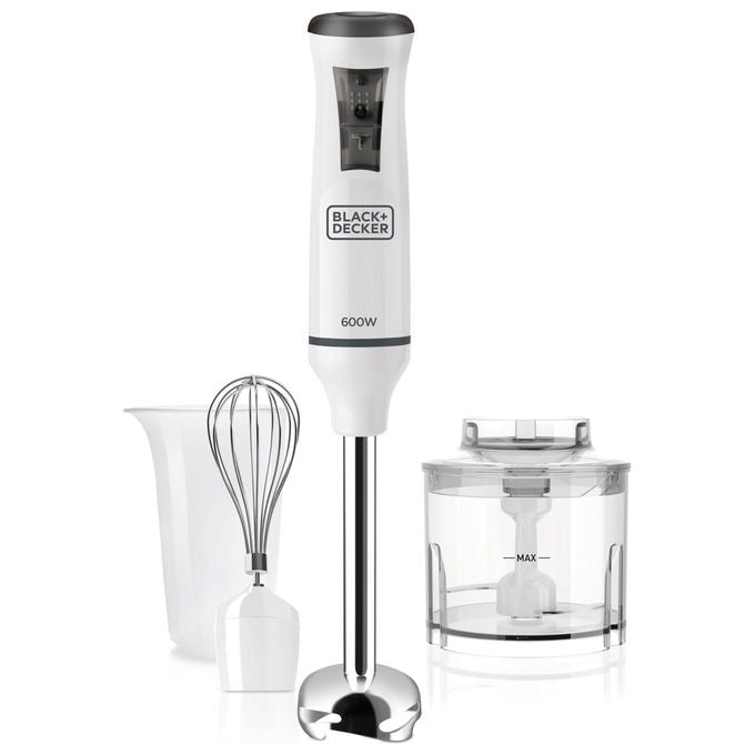 Black and Decker BXHBA600E Frullatore ad Immersione 600 W 20 velocita' funzione Turbo 3 accessori colore Bianco