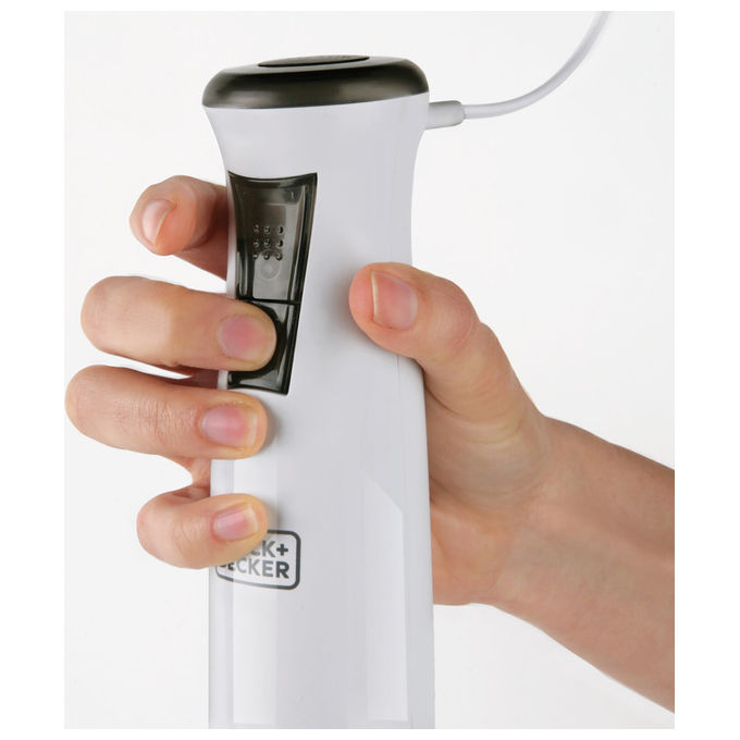 Black and Decker BXHBA600E Frullatore ad Immersione 600 W 20 velocita' funzione Turbo 3 accessori colore Bianco