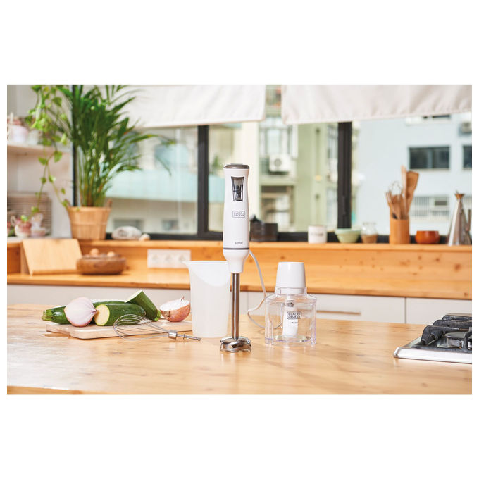 Black and Decker BXHBA600E Frullatore ad Immersione 600 W 20 velocita' funzione Turbo 3 accessori colore Bianco
