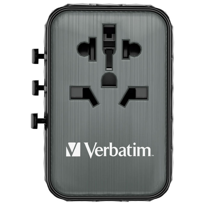 Verbatim UTA-05 GaN III Adattatore da Viaggio Universale 2 USB-C 65W PD 3.0 2 USB-A Quick Charge 4+ colore Nero