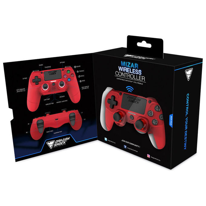 Dragonshock DSCPS4-RD Mizar Gamepad Wireless Bluetooth per PS4 PC Mobile Touchpad RGB 620 mAh colore Rosso