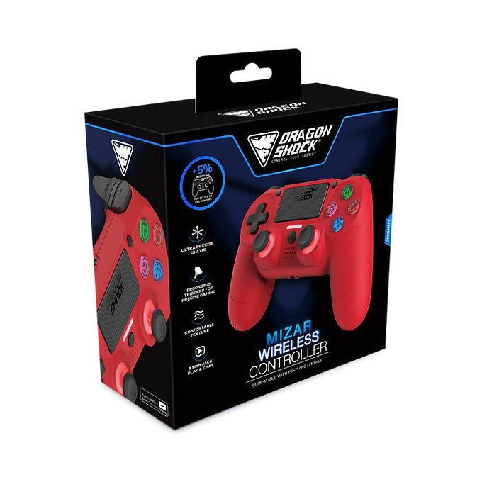 Dragonshock DSCPS4-RD Mizar Gamepad Wireless Bluetooth per PS4 PC Mobile Touchpad RGB 620 mAh colore Rosso