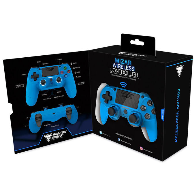 Dragonshock DSCPS4-BL Mizar Gamepad Wireless per PlayStation 4 Bluetooth 5.0 Touchpad LED RGB batteria 620 mAh colore Blu