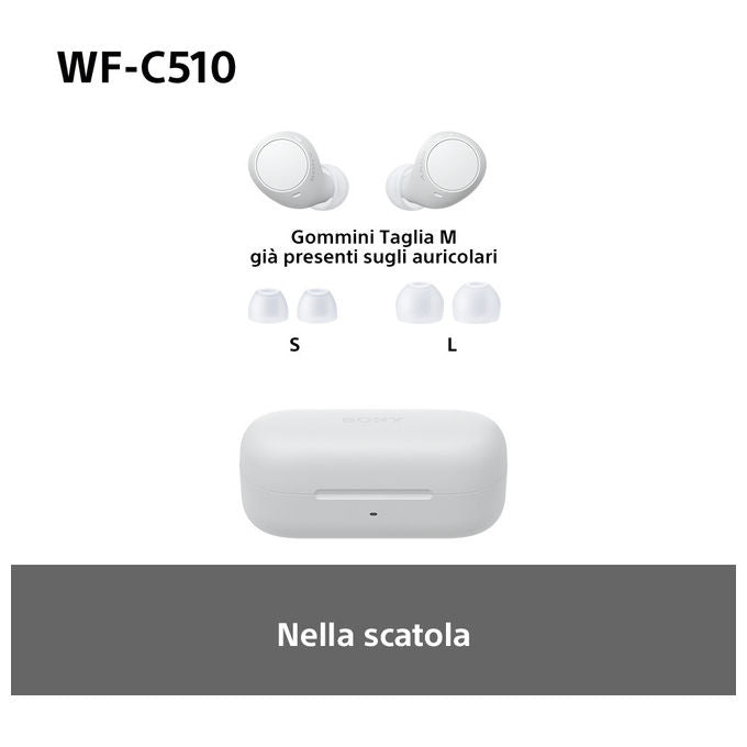 Sony WFC510W Auricolari True Wireless In-ear Bluetooth 5.3 Multipoint IPX4 22h Ambient Sound colore Bianco