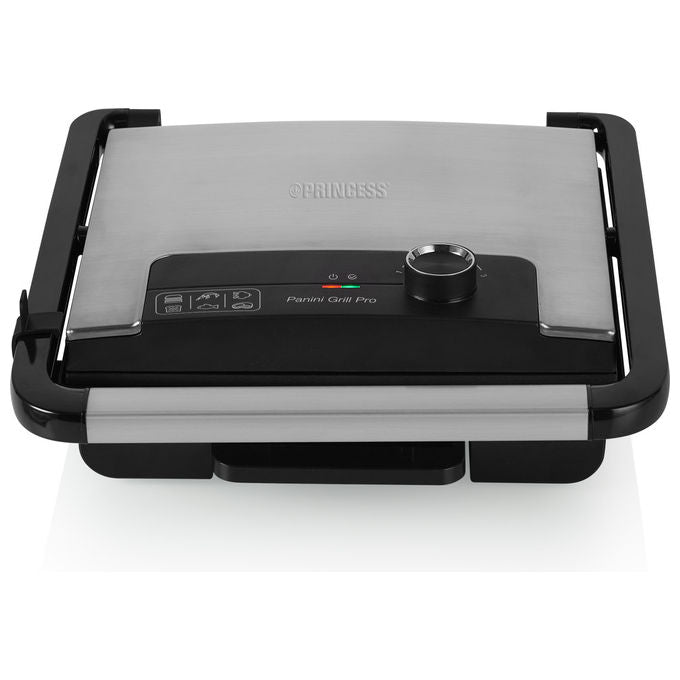Princess 112425 Panini Grill Pro Griglia Elettrica a Contatto 2000W Piastra Antiaderente Termostato Regolabile 30x27 cm colore Nero