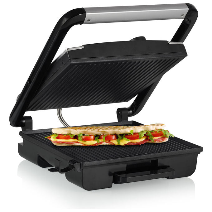 Princess 112425 Panini Grill Pro Griglia Elettrica a Contatto 2000W Piastra Antiaderente Termostato Regolabile 30x27 cm colore Nero
