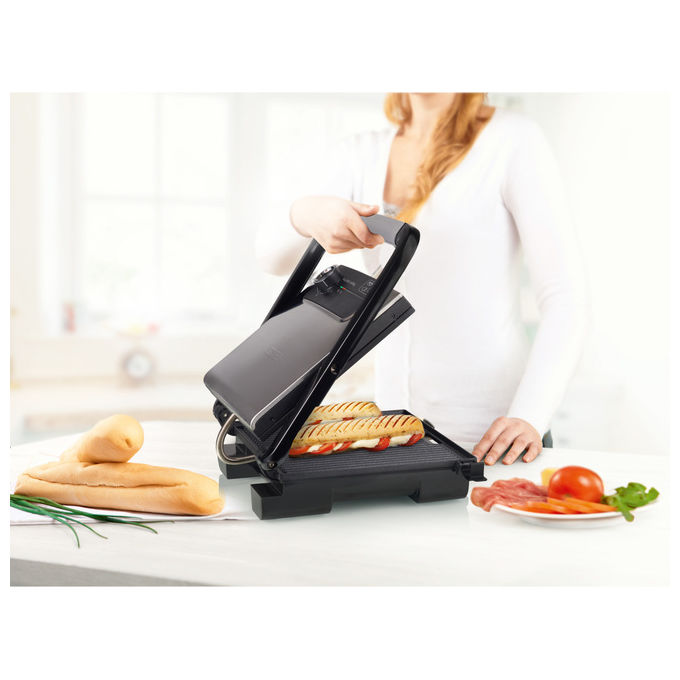 Princess 112425 Panini Grill Pro Griglia Elettrica a Contatto 2000W Piastra Antiaderente Termostato Regolabile 30x27 cm colore Nero