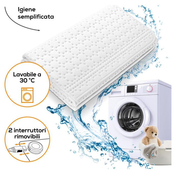 Beurer TS26 Coprimaterasso Termico Matrimoniale Micropile 2 Zone 3 Livelli 140x150 cm colore Bianco