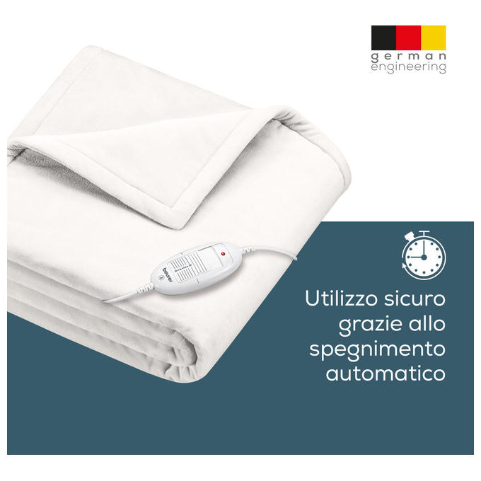 Beurer HD 75 Cosy Termocoperta Elettrica 100W 6 livelli di temperatura spegnimento automatico 180x130 cm colore Bianco