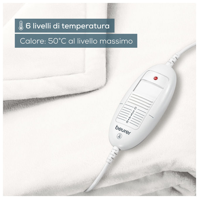 Beurer HD 75 Cosy Termocoperta Elettrica 100W 6 livelli di temperatura spegnimento automatico 180x130 cm colore Bianco