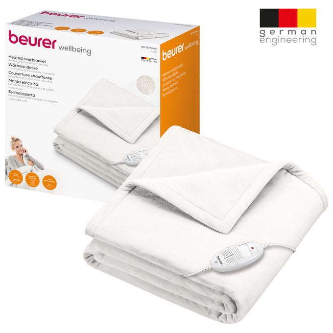 Beurer HD 75 Cosy Termocoperta Elettrica 100W 6 livelli di temperatura spegnimento automatico 180x130 cm colore Bianco