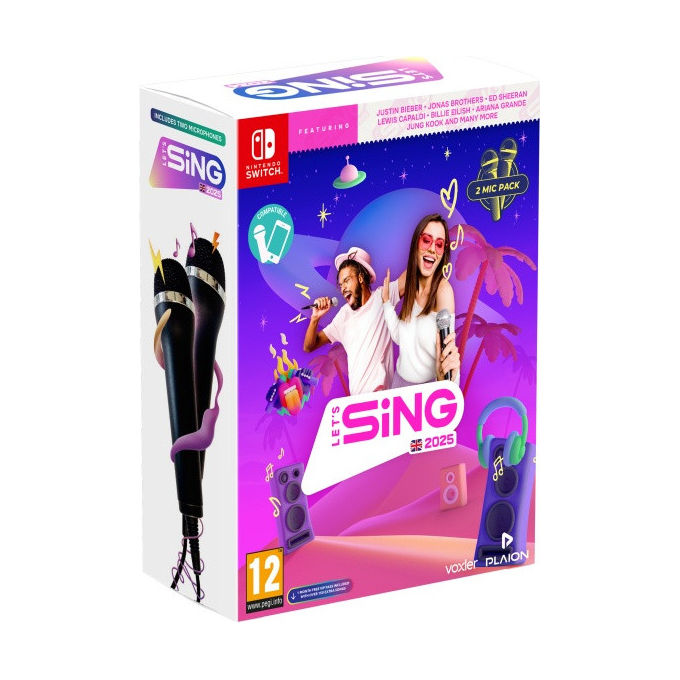 Plaion 1140720 Let's Sing 2025 Videogioco Nintendo Switch 2 Microfoni Inclusi Multigiocatore PEGI 12