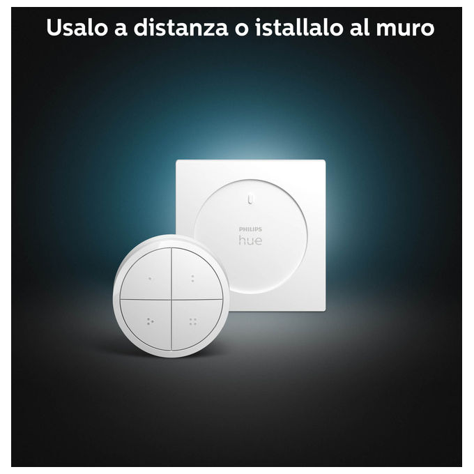 Philips 8719514440999 Hue Tap Dial Switch Interruttore Wireless ZigBee Bluetooth 4 pulsanti batteria CR2032 colore Bianco