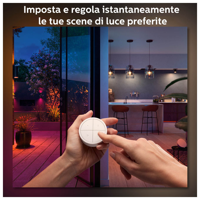 Philips 8719514440999 Hue Tap Dial Switch Interruttore Wireless ZigBee Bluetooth 4 pulsanti batteria CR2032 colore Bianco