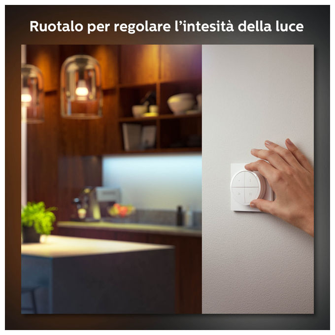 Philips 8719514440999 Hue Tap Dial Switch Interruttore Wireless ZigBee Bluetooth 4 pulsanti batteria CR2032 colore Bianco
