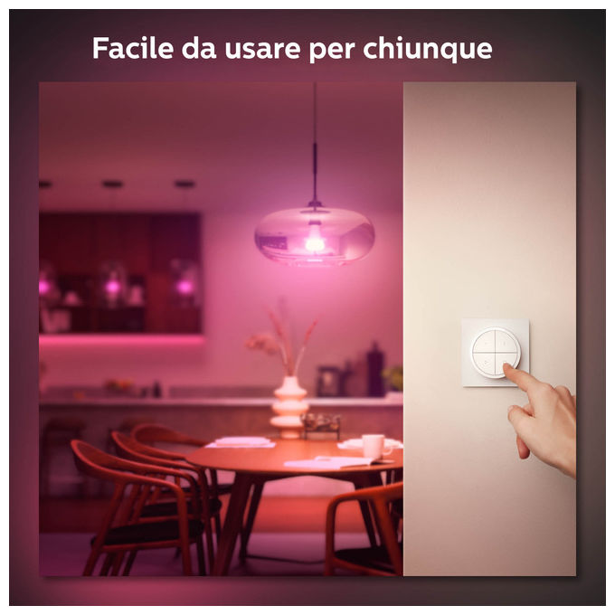 Philips 8719514440999 Hue Tap Dial Switch Interruttore Wireless ZigBee Bluetooth 4 pulsanti batteria CR2032 colore Bianco