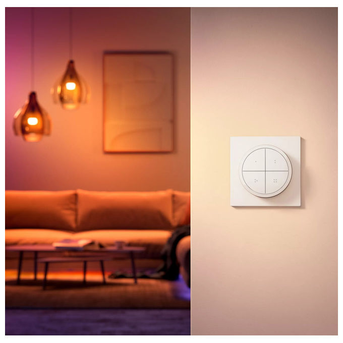 Philips 8719514440999 Hue Tap Dial Switch Interruttore Wireless ZigBee Bluetooth 4 pulsanti batteria CR2032 colore Bianco