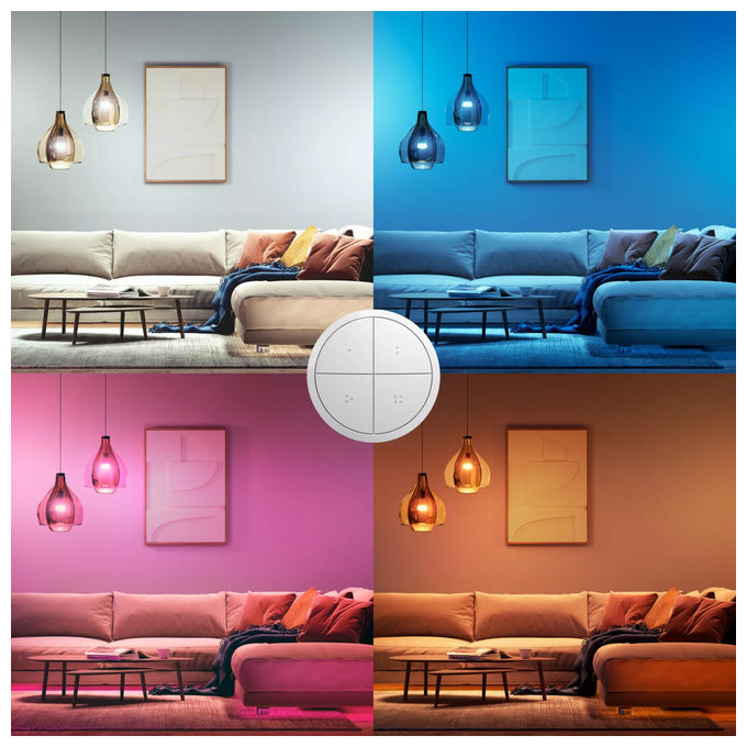 Philips 8719514440999 Hue Tap Dial Switch Interruttore Wireless ZigBee Bluetooth 4 pulsanti batteria CR2032 colore Bianco