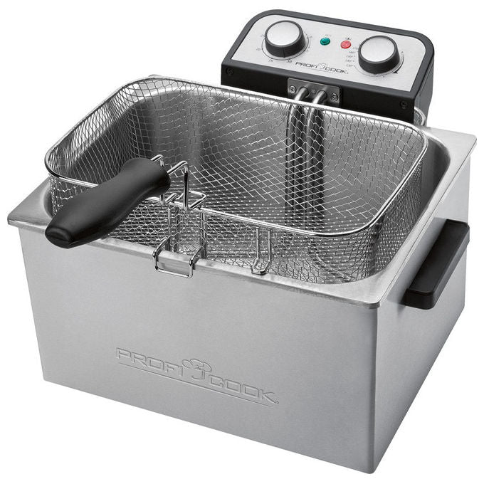 ProfiCook PC-FR 1038 Friggitrice Doppia 5 L 3000 W Termostato 130°C 190°C Timer 30 min Zona Fredda colore Argento