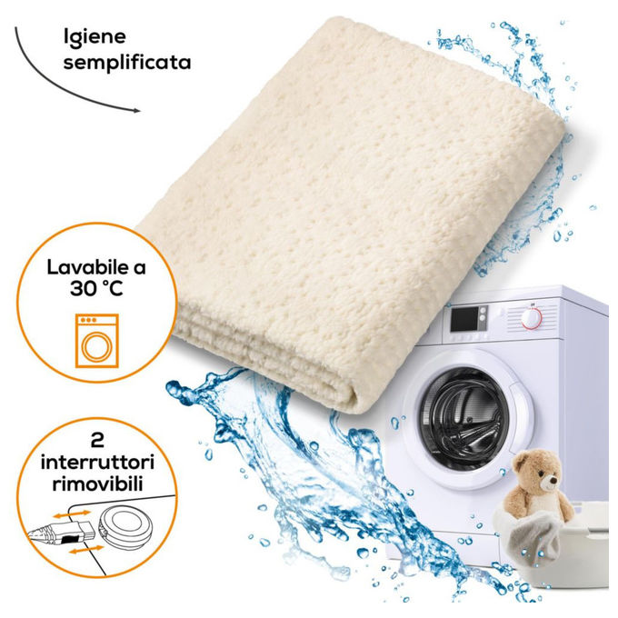 Beurer UB 56 Teddy Double Coprimaterasso Termico Matrimoniale 150x160 cm 2 Zone 160W Lavabile colore Beige