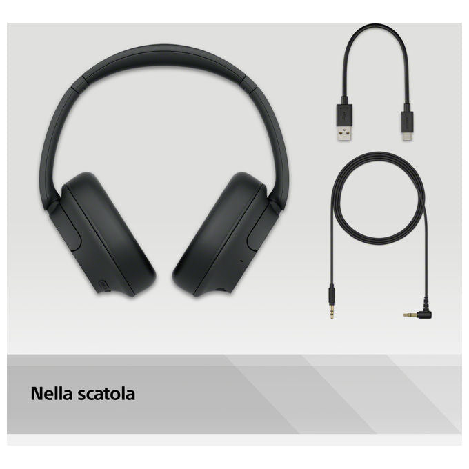 Sony WHCH720N Cuffie Bluetooth Wireless a Padiglione Cancellazione Rumore ANC 35h Ricarica Rapida colore Nero