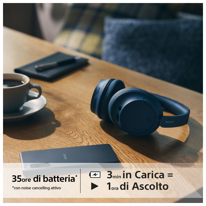Sony WH-CH720N Cuffie a Padiglione Bluetooth 5.2 Noise Cancelling 35h USB Tipo-C Musica e Chiamate colore Blu
