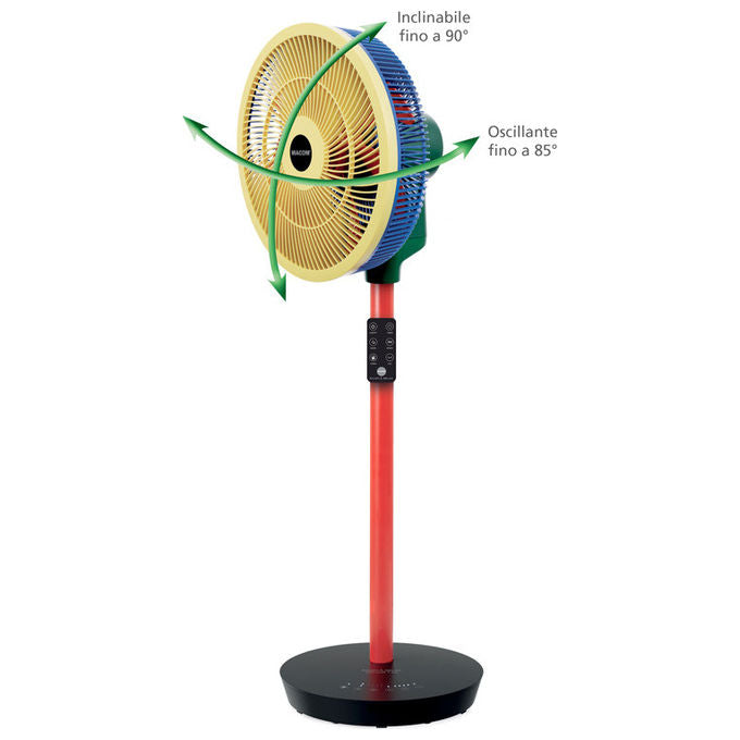 Macom 982 Enjoy and Relax Colour Fan Ventilatore a Piantana 35cm 25W 8 velocita' 26,2 dB Timer 8h Telecomando colore Nero Blu Verde Rosso Giallo