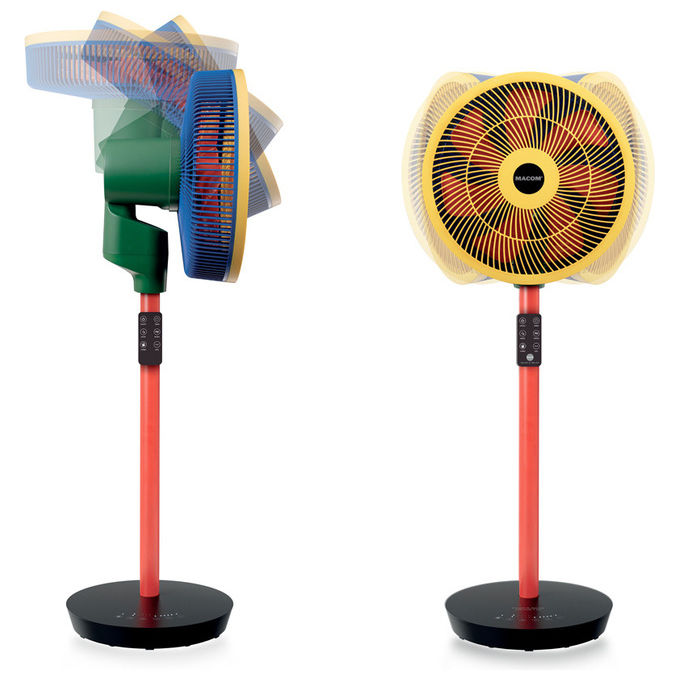 Macom 982 Enjoy and Relax Colour Fan Ventilatore a Piantana 35cm 25W 8 velocita' 26,2 dB Timer 8h Telecomando colore Nero Blu Verde Rosso Giallo