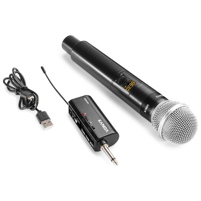 Vonyx WM55 Radiomicrofono Wireless UHF Palmare 16 Canali Portata 50 m Jack 6.35 mm colore Nero Grigio