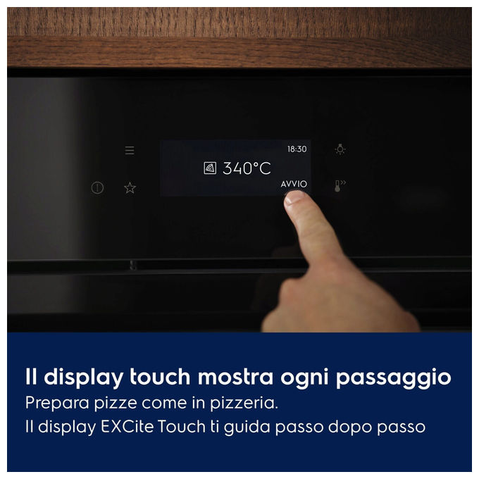 Electrolux EOX8P08WH PizzaExpert Forno da incasso Elettrico Pirolitico 72 L Classe A++ Wi-Fi Touch (59x59x57 cm) colore Nero