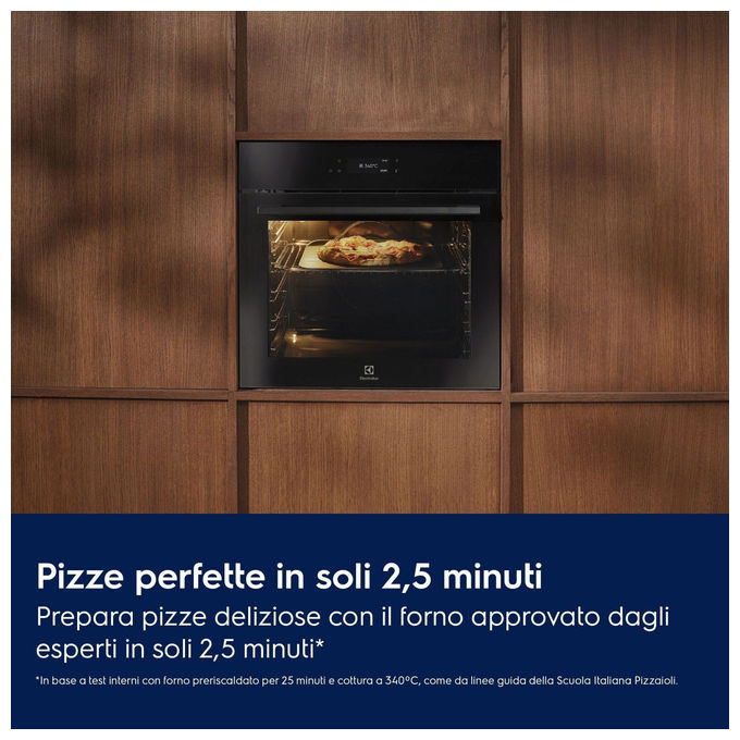 Electrolux EOX8P08WH PizzaExpert Forno da incasso Elettrico Pirolitico 72 L Classe A++ Wi-Fi Touch (59x59x57 cm) colore Nero